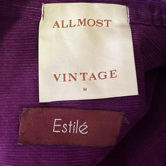Almost Vintage Women's Purple Corduroy Velvet Velour Button Shirt Jacket Top M - Picture 4 of 5